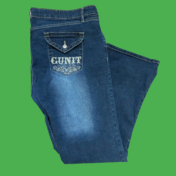 G-Unit Clothing Vintage Y2K Paint Splatter Boot Cut Jeans Women's Size 20 - Picture 1 of 10